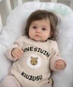 Aslan temalı tulumlu bebek.
