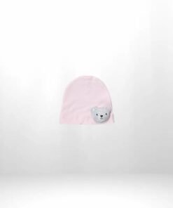 Pembe ayıcıklı bebek şapkası.