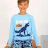 Erkek çocuk dinozor temalı pijama takımı.
