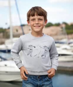 Golf desenli gri erkek çocuk sweatshirt’ü.