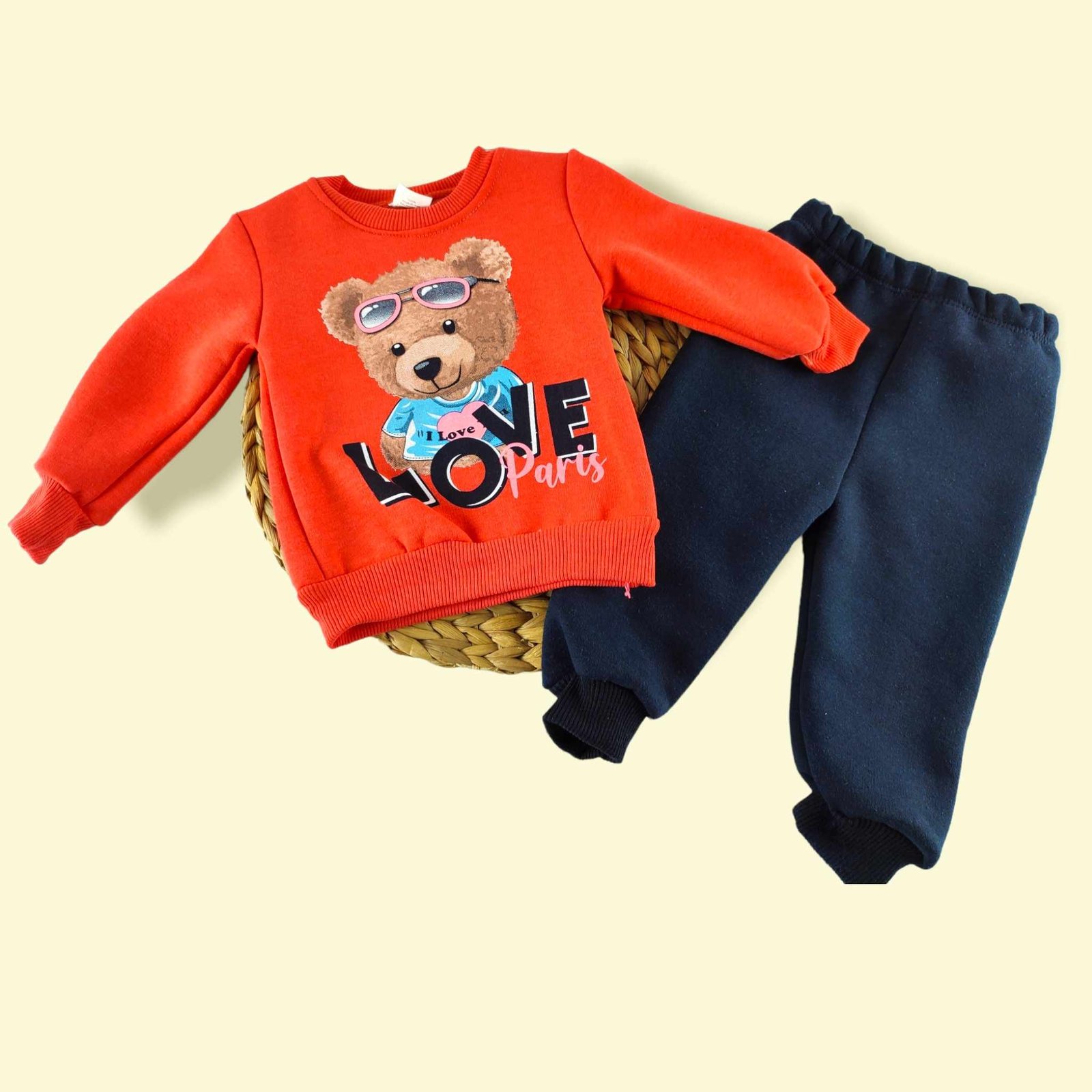 Kız Bebek Takım | Sweatshirt Ve Eşofman Altı | Kırmızı Lacivert - Görsel 2