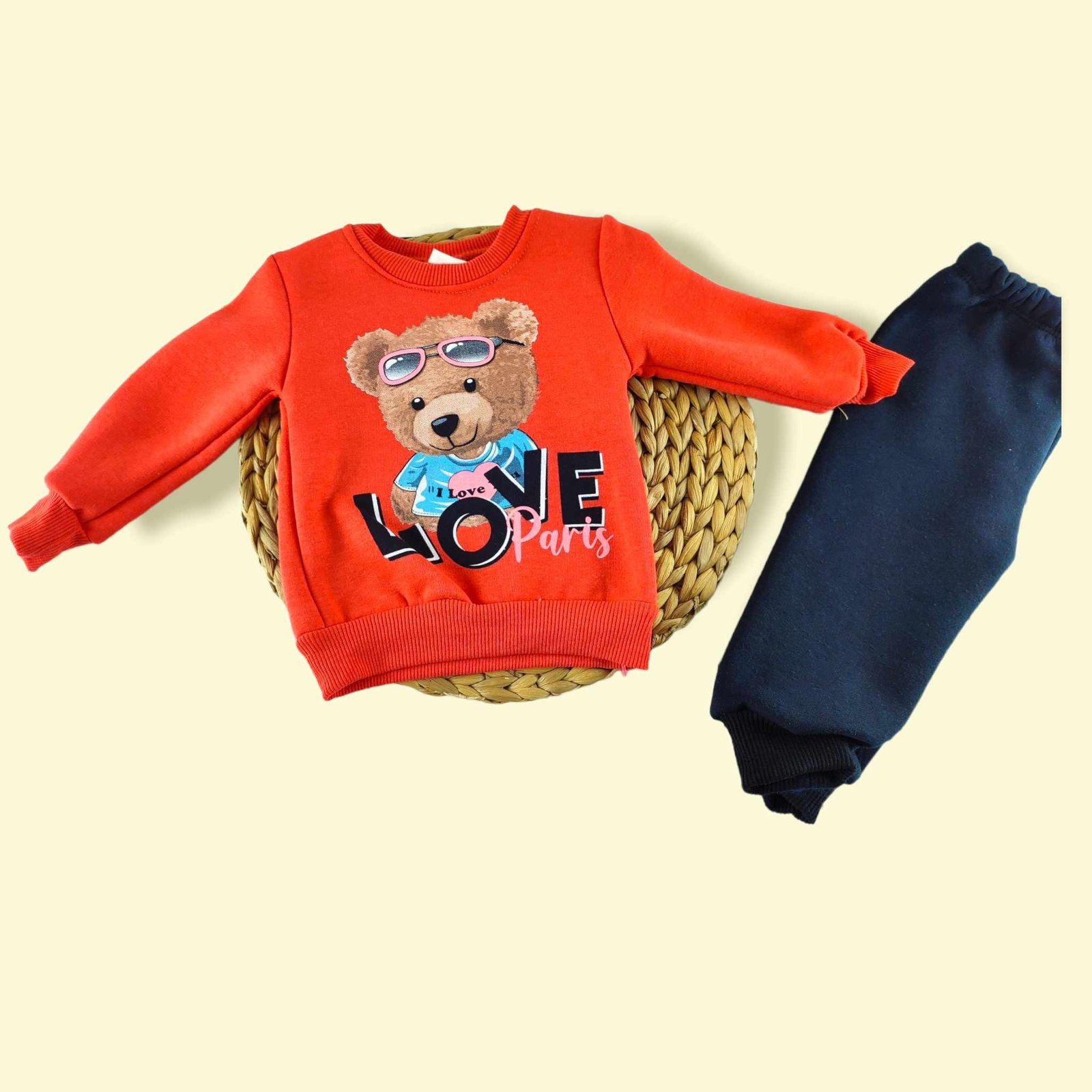 Kız Bebek Takım | Sweatshirt Ve Eşofman Altı | Kırmızı Lacivert - Görsel 3