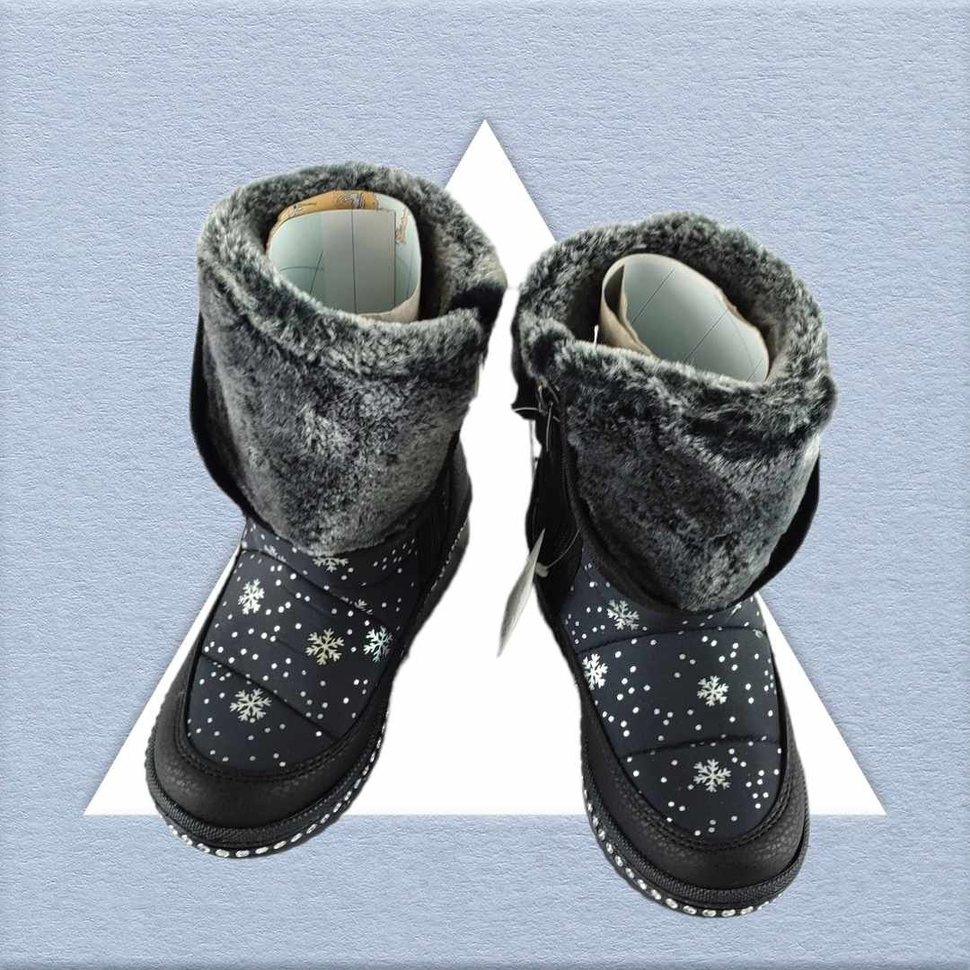 Yıldız Desenli Kız Çocuk Bot | İçi Yünlü | Su Geçirmez | Fermuarlı | Pembe & Siyah - Görsel 4