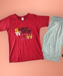 Alternative view of Erkek Çocuk Yazlık Pijama Takımı | Kırmızı Tişört & Gri Kapri | 7 - 12 Yaş