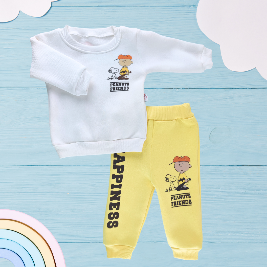 Erkek Bebek Kışlık Sarı Kumaş Alt Üst Takım - 9 - 12 - 18 Ay - Pamuklu, İkili Takım - Görsel 2