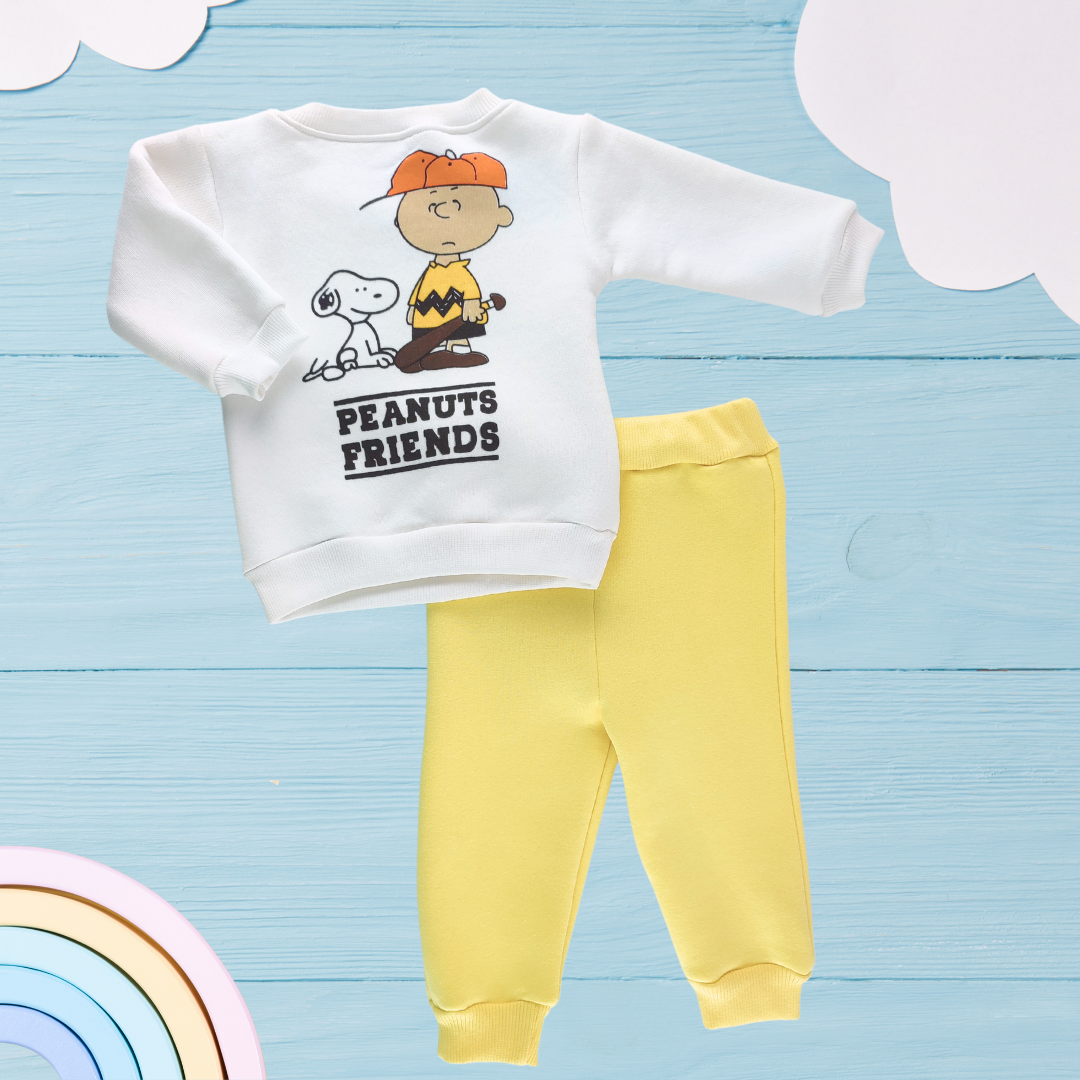 Erkek Bebek Kışlık Sarı Kumaş Alt Üst Takım - 9 - 12 - 18 Ay - Pamuklu, İkili Takım - Görsel 5