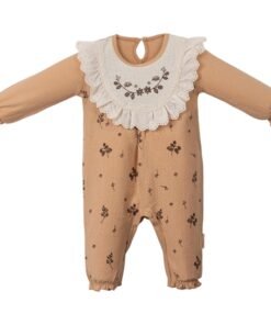 Alternative view of Kız Bebek Dantelli Tulum | Kahverengi | 3 - 12 Ay | Desenli | Uzun Kollu