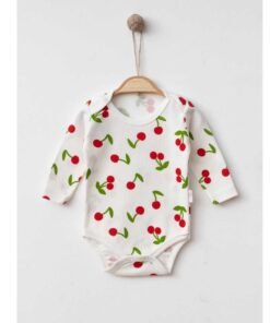 Alternative view of Kız Çocuk Kiraz Baskılı Uzun Kollu Cıtcıtlı Bady