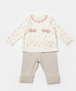 Alternative view of Kız Bebek Biorganik Fiyonklu Uzun Kol Mantar Baskılı 2li Takım
