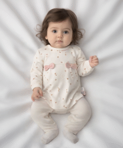 Kız Bebek Biorganik Fiyonklu Uzun Kol Mantar Baskılı 2li Takım