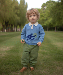 Erkek Bebek Gömlek Yaka Waffle Kumaş Mavirenk 2li Takım