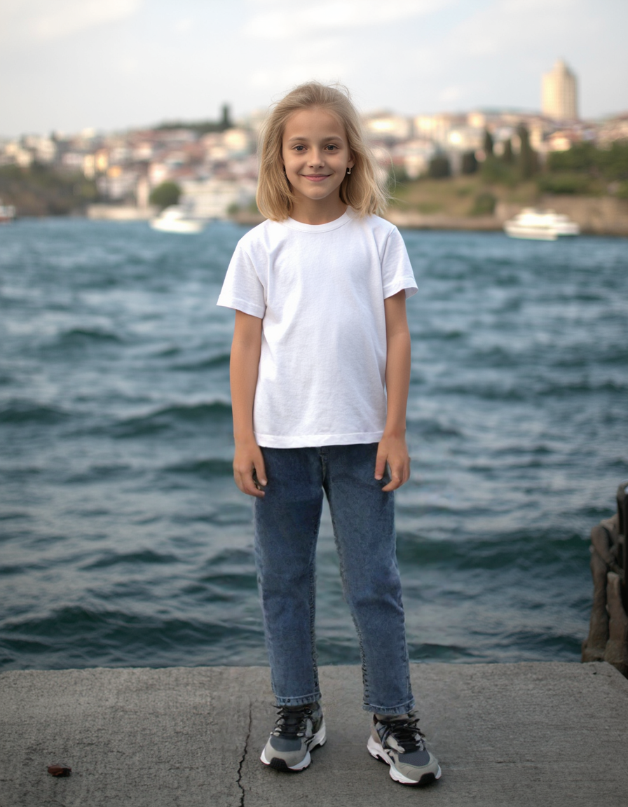 Kız Çocuk Kot Pantolon | Beli Lastikli