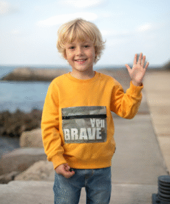 Erkek Çocuk Turuncu Sweatshirt - Uzun Kollu - 1 - 5 Yaş - Pamuklu Ve Fermuarlı Cepli