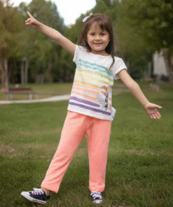 Cicihlid Desenli Kız Çocuk Takımı - Pamuklu Kuş Baskılı Çocuk Takımı