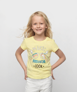 Gözlüklü Baskılı Tropikal Desen Kısa Kollu Kız Çocuk T - Shirt - Mor, 3 - 4 Yaş