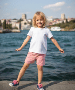 Kız Çocuk Pembe Flamingo Desenli Yaz Şortu