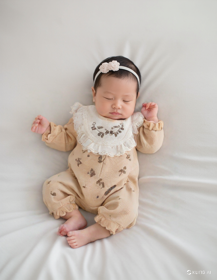 Kız Bebek Dantelli Tulum | Kahverengi | 3 - 12 Ay | Desenli | Uzun Kollu