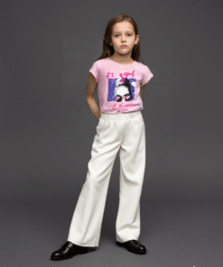 Kısa Kollu Kız Çocuk Bisiklet Yaka T - Shirt | Pembe | 8 - 12 Yaş