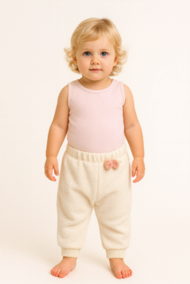Kız Çocuk Beli Lastikli Fiyonk Detaylı Tek Alt Pantolon