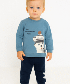 Alternative view of Erkek Bebek Şapkalı Kedicik Baskılı Şardonlu 2li Takım