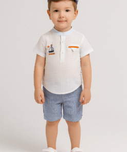 Erkek Bebek Keten Gömlekli Şortlu 2li Takım9 - 12 - 18 - 24 Ay