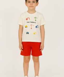 İnşaat Makineleri Desenli Erkek Çocuk Takım