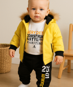 Bebek 3'lü Kışlık Takım | Şişme Mont & Alt & Sweat | 6 - 12 Ay