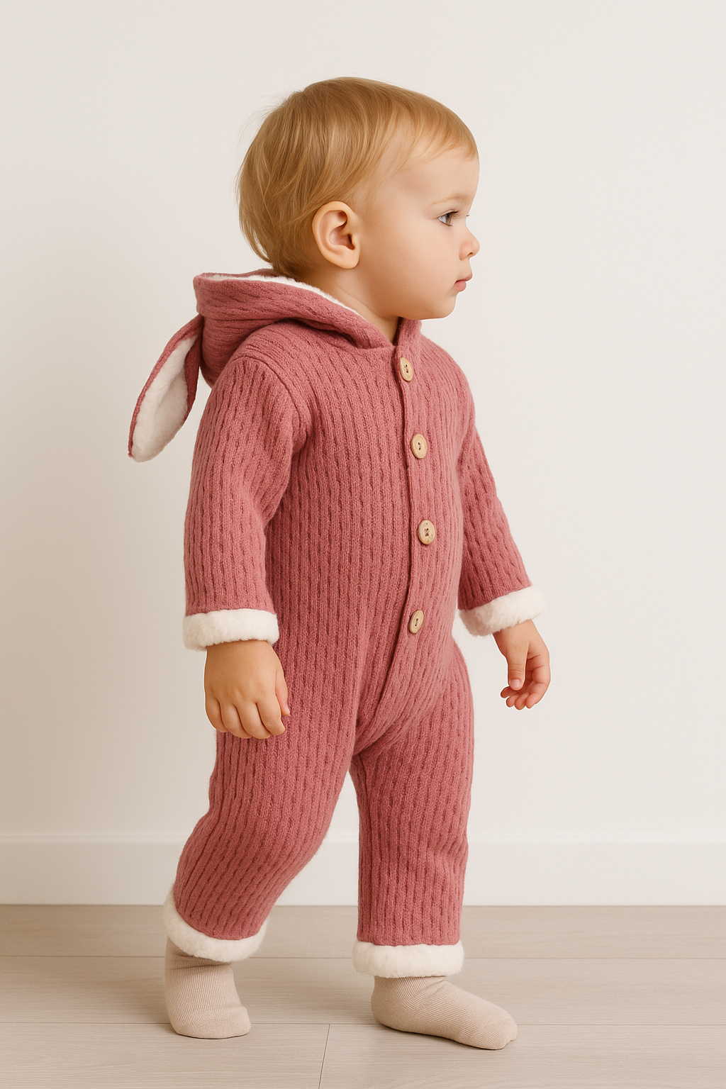 Önde Düğmeli Bebek Polar Tulum | Pembe | 9 - 12 - 18 - 24 Ay